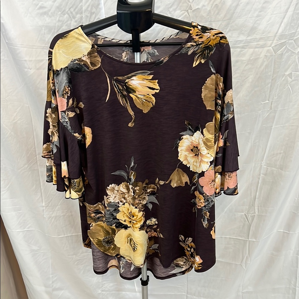 Glitz Girlz Purple and Yellow Asymmetrical Long Sleeve Tee